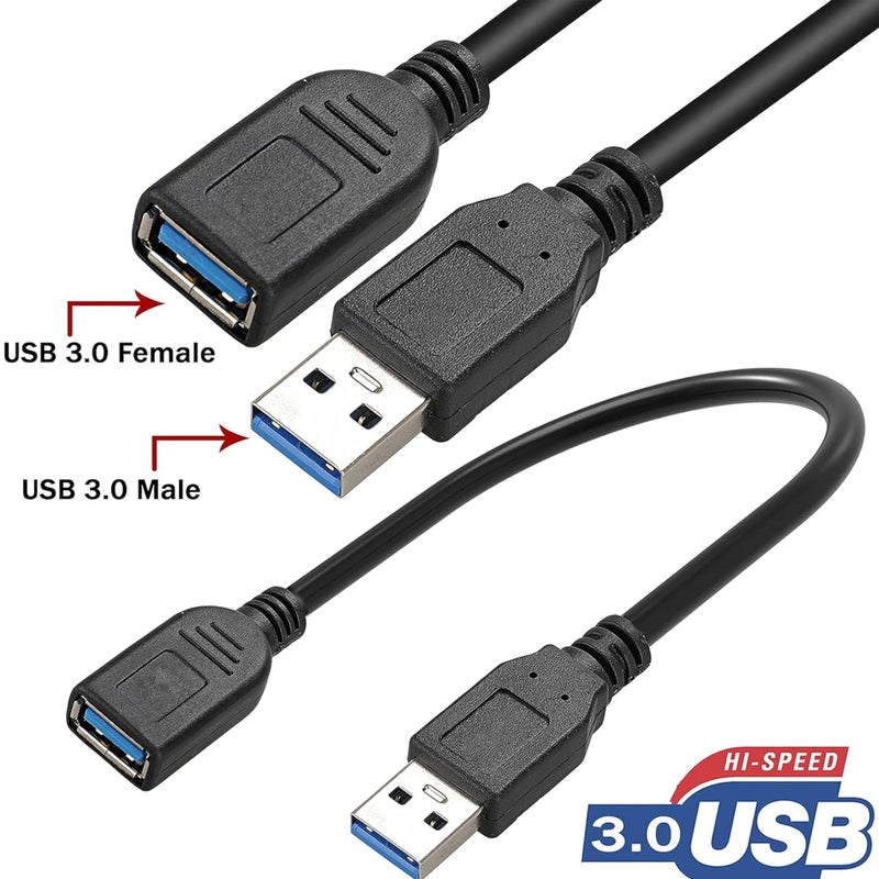SaiTech IT 10 Pack 15cm Short USB 3.0 Male A to Female A Extension Cable 5GBps for Laptop/PC/Printers- Black - Image 3